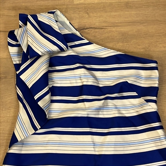 Banana Republic | New One Shoulder striped sheath dress w/Bow Women’s size 8 - Picture 6 of 11